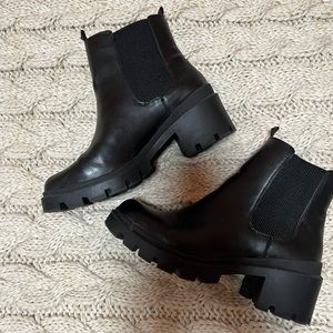 black heeled boots